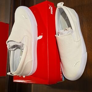 Puma Bari Slip-On Comfort Women's Shoes- Puma White-Puma Silver